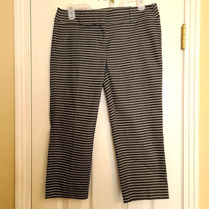 NWT Ann Taylor LOFT Original Crop Straight Pant Gray White Stripe 393846 Size 4P